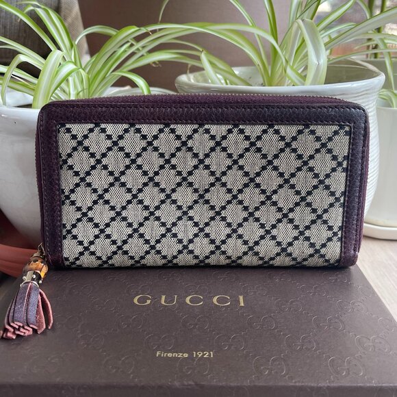 Gucci Diamanté Zip Wallet with Bamboo Zipper Pull - Picture 1 of 14